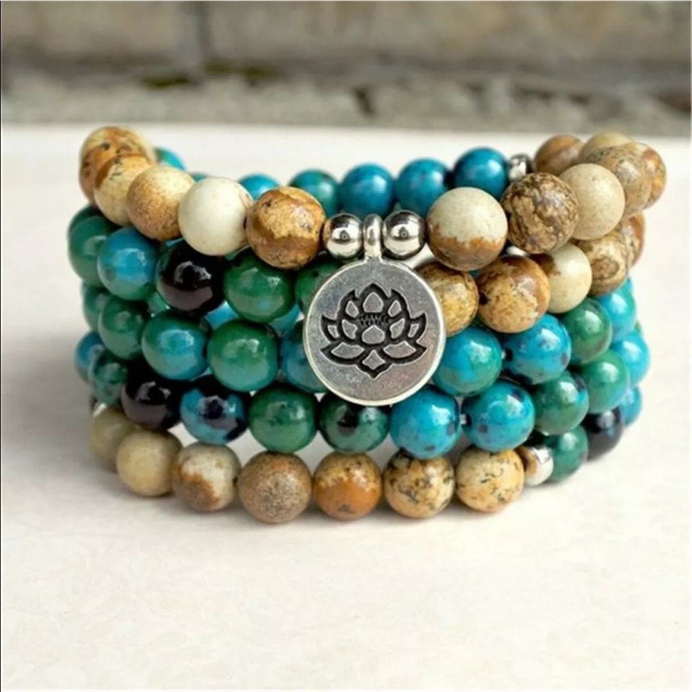 Beautiful natural Chrysocolla and desert Jasper Mala Reiki Charged✨ - Picture 4 of 8